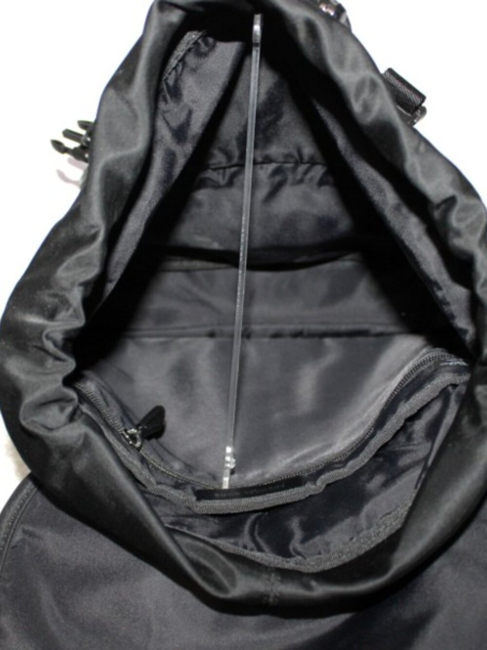 Michael Kors Black Nylon Backpack Logo Strap Buckle Drawstring Travel Bag - Picture 9 of 12